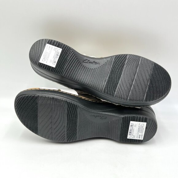 Clarks Womens Size 8.5 Merliah Sheryl White Leather Floral Wedge Sandals Shoes - Picture 9 of 14